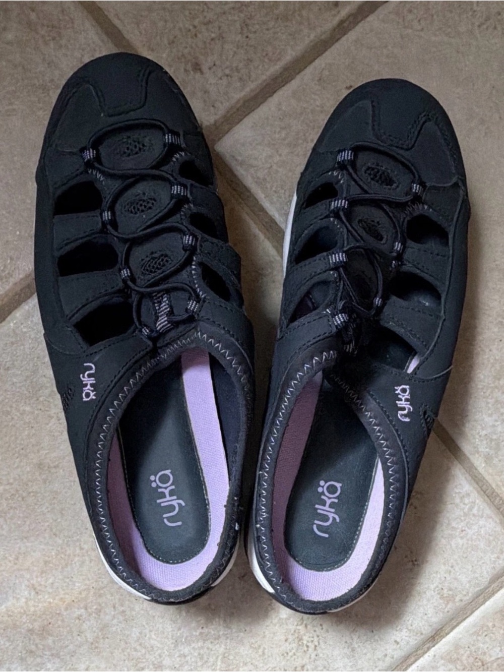 Ryka Black with Lavender Accent Women's Athletic Slip-On Shoes
